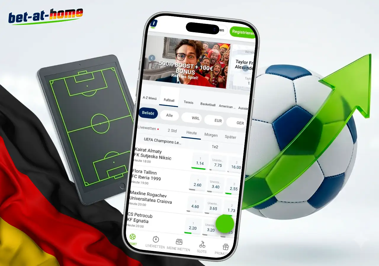 Offizielles bet-at-home Sportwetten Angebot für Bundesliga und Nischenligen.